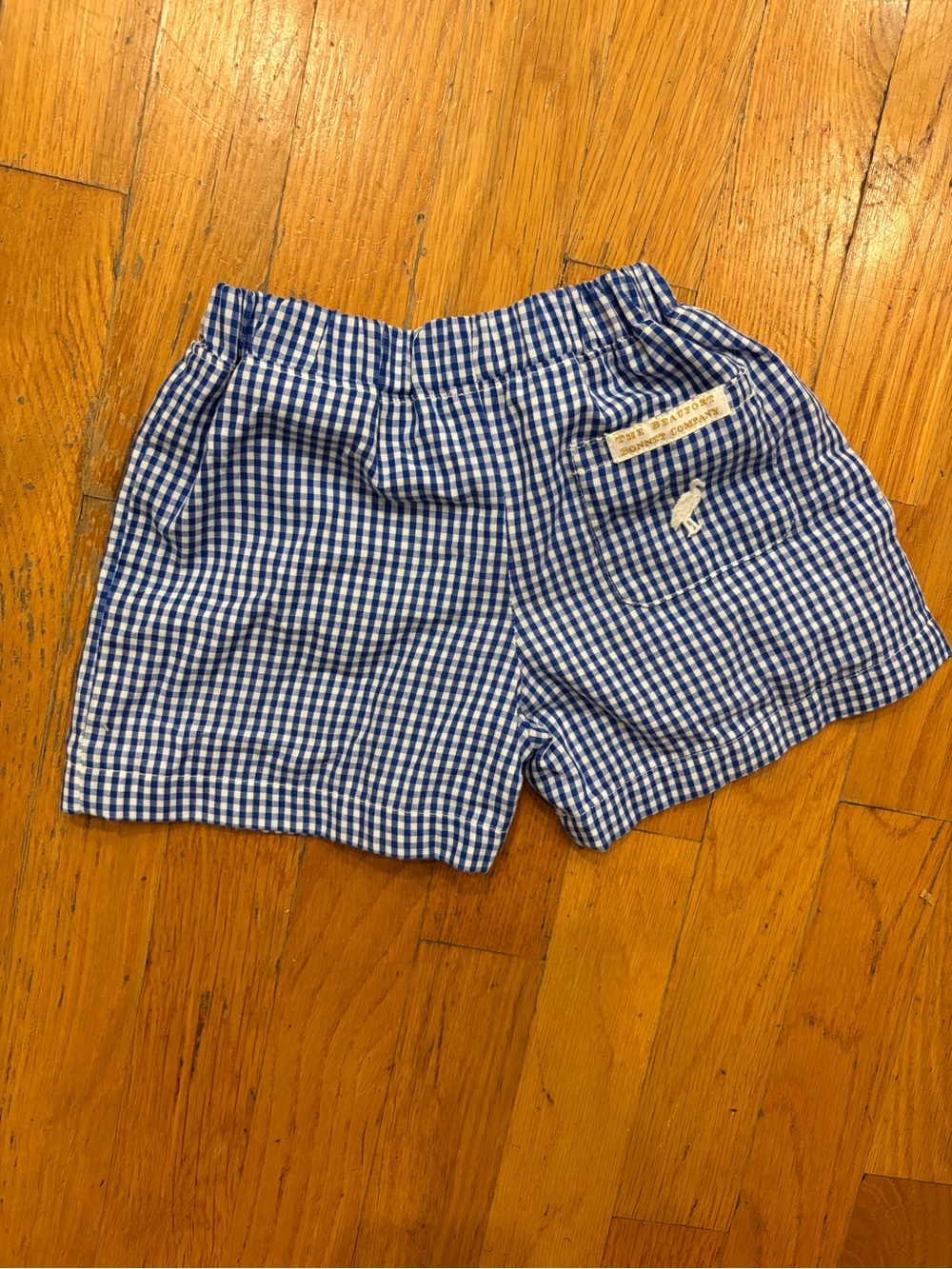 The Beaufort Bonnet Company Blue and White Gingham Kids Shorts - Picture 3 of 3